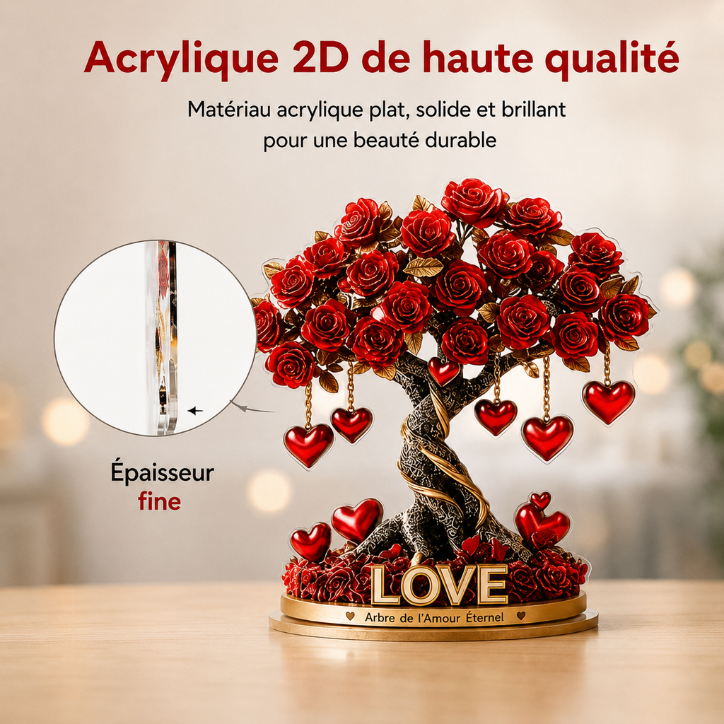 GEMA NOBLEHEART – Elegante árbol de rosas de cristal en forma de corazón con base dorada