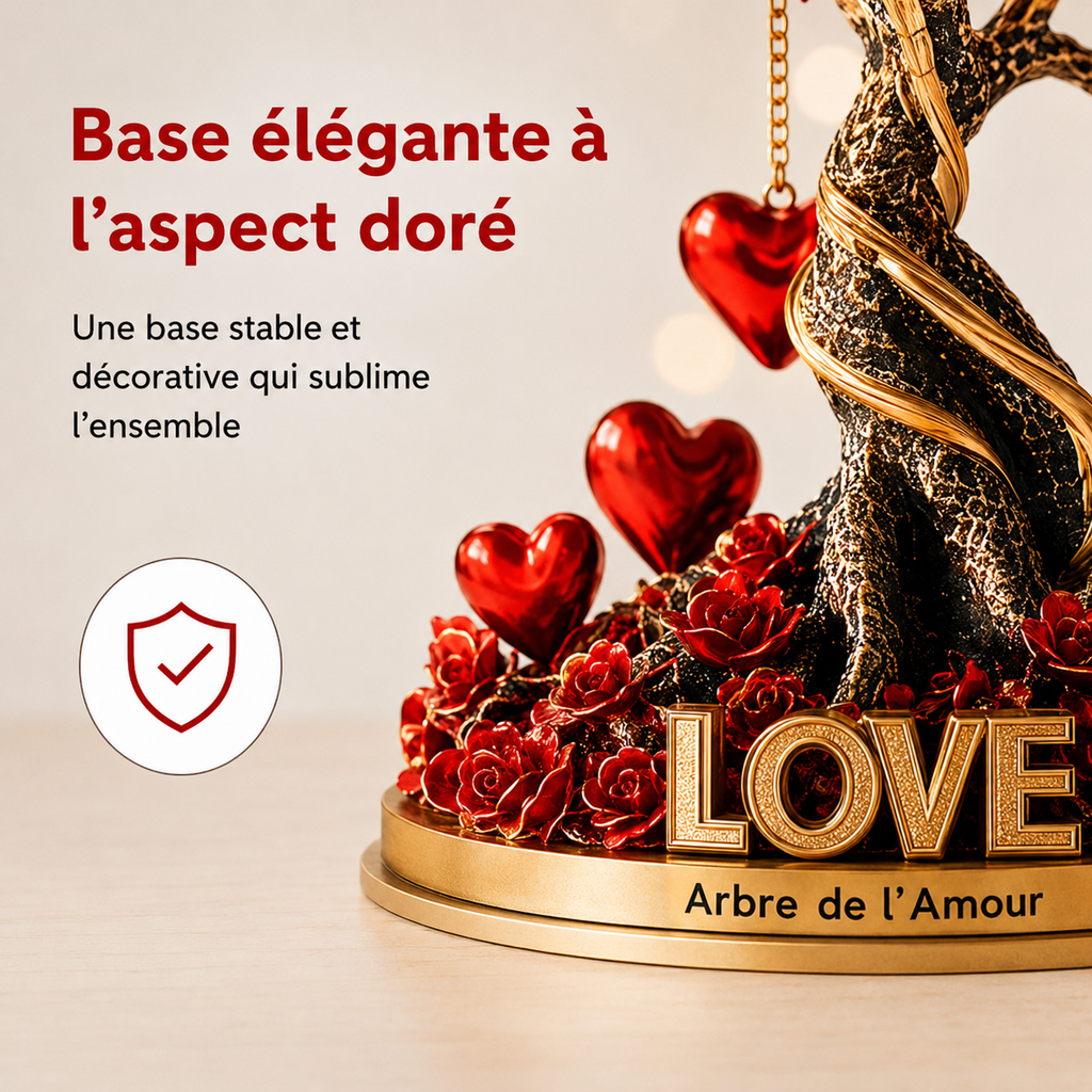 GEMA NOBLEHEART – Elegante árbol de rosas de cristal en forma de corazón con base dorada