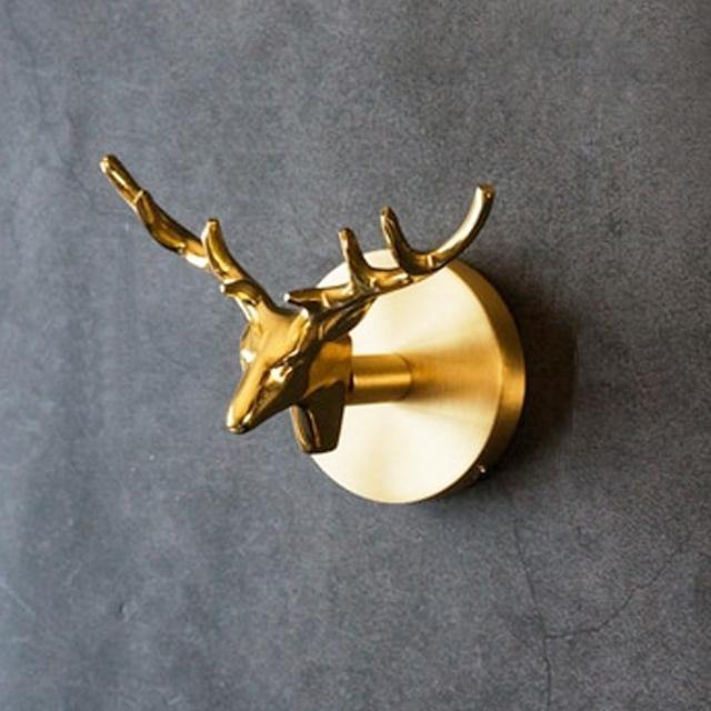 GOLDHORN – Perchero decorativo de animal de latón con acabado dorado