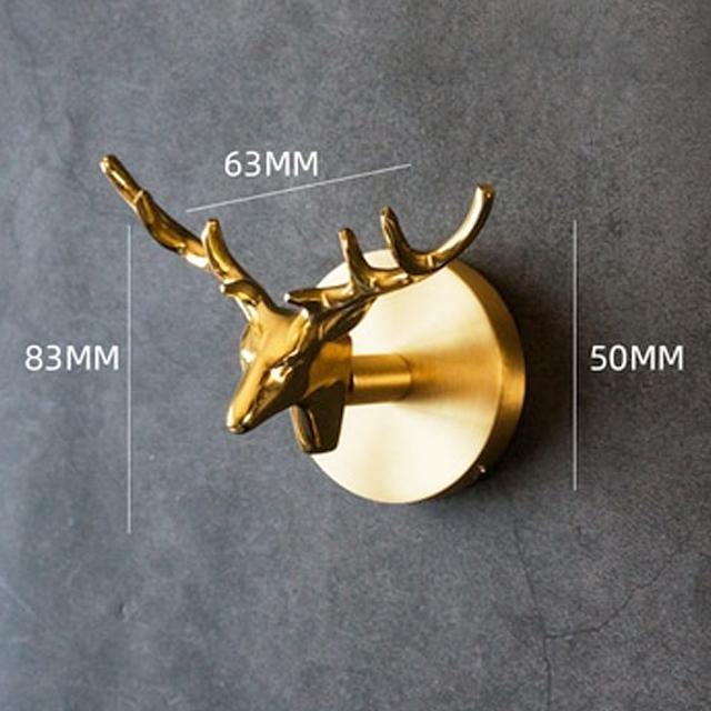 GOLDHORN – Perchero decorativo de animal de latón con acabado dorado