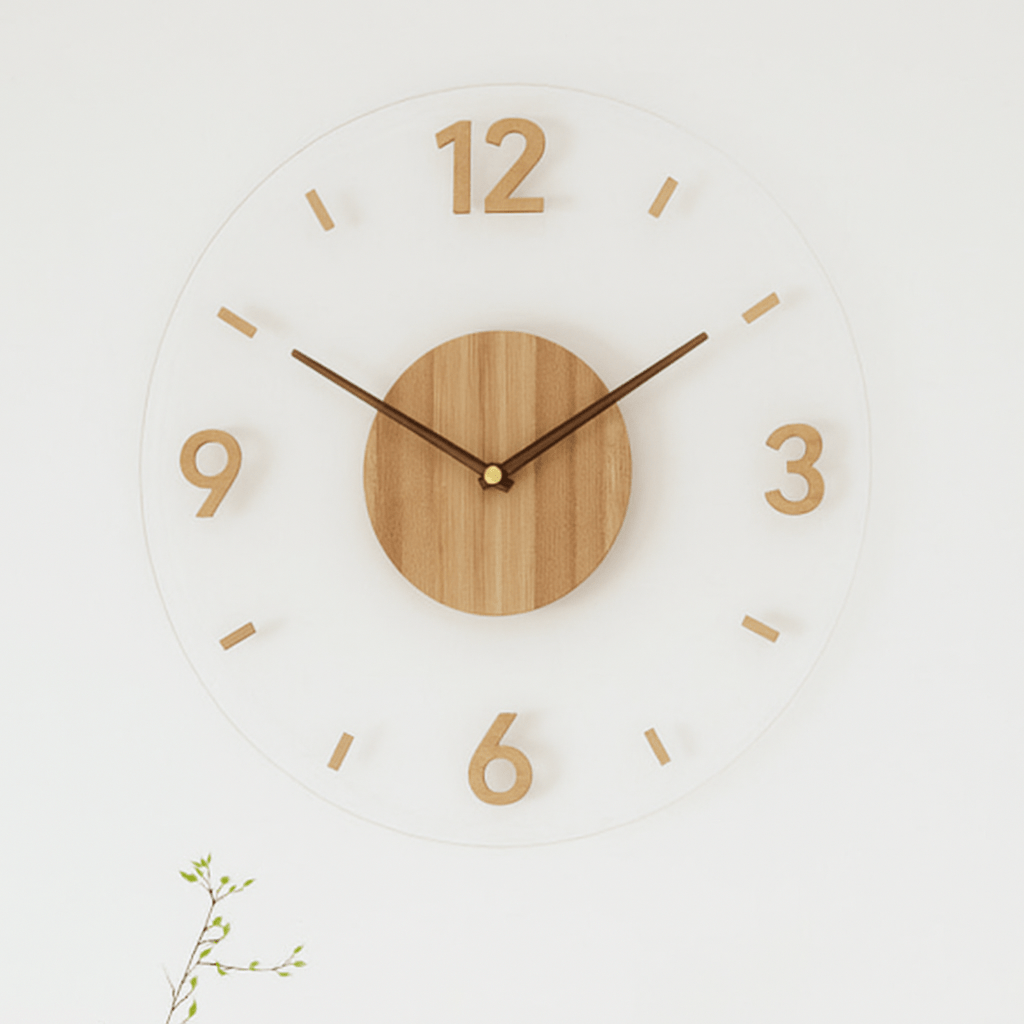 Reloj Nórdico – Reloj de pared silencioso con diseño escandinavo en madera natural