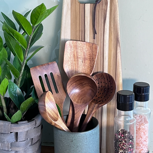 Juego de utensilios de cocina de nuez (5 piezas)