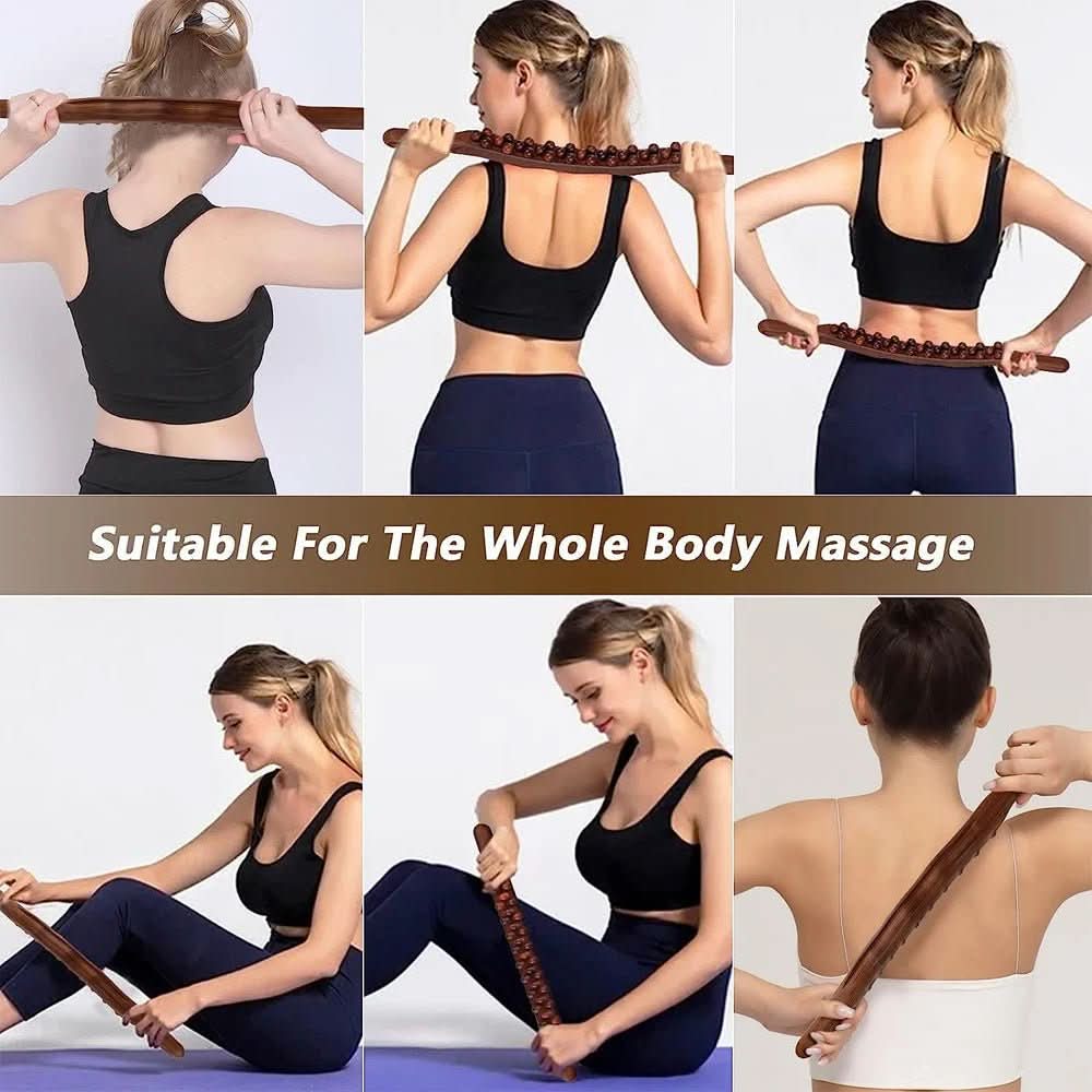 Herramienta Natural de Masaje Gua Sha de Madera Ergonómica y Portátil – Mejora de la Circulación y Relajación Muscular