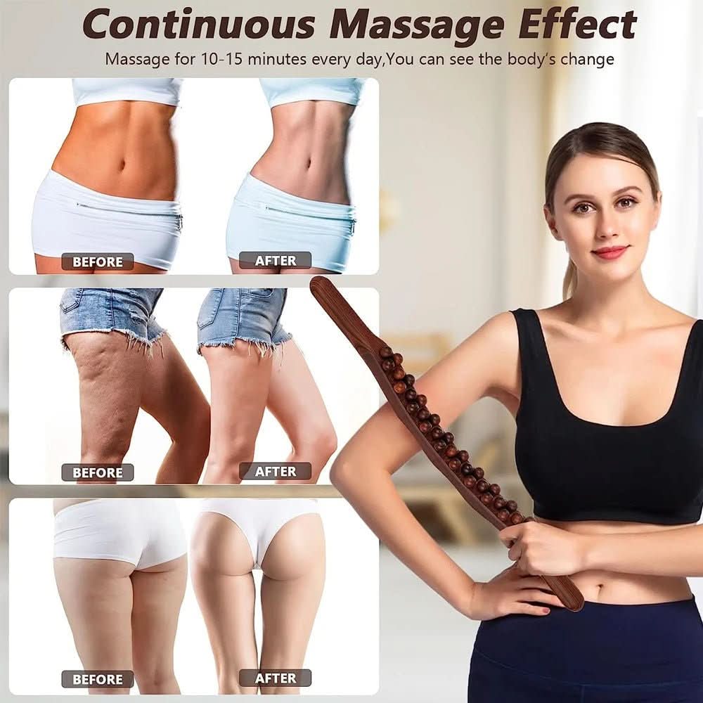 Herramienta Natural de Masaje Gua Sha de Madera Ergonómica y Portátil – Mejora de la Circulación y Relajación Muscular