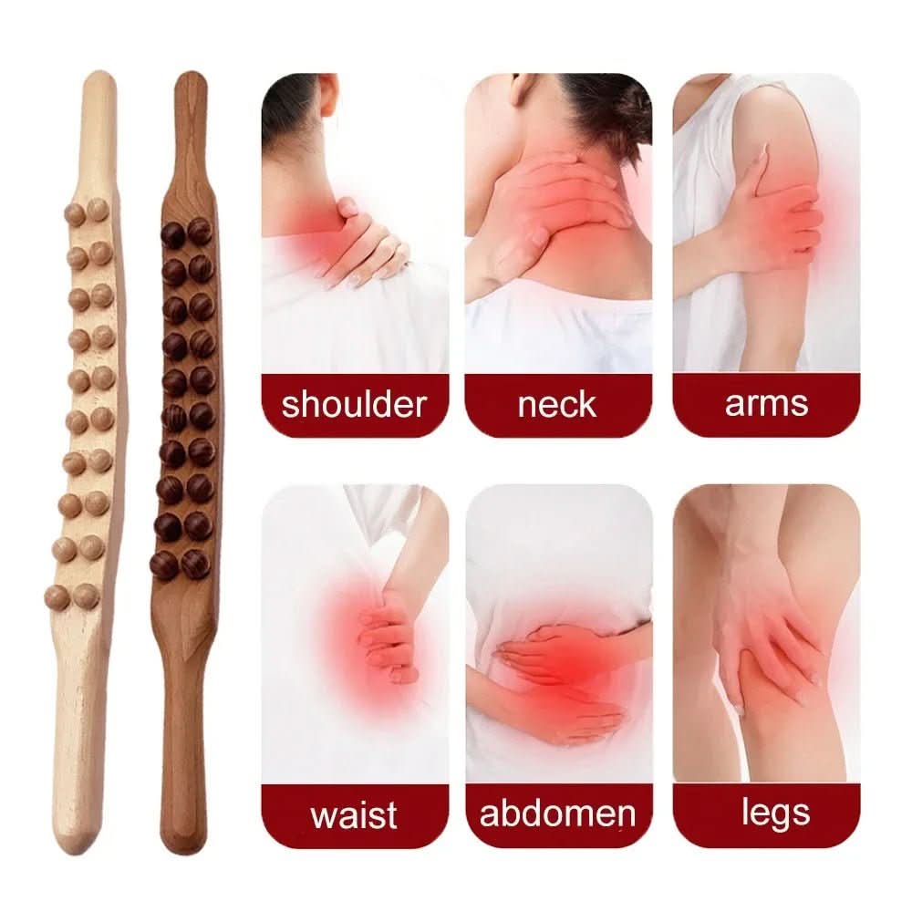 Herramienta Natural de Masaje Gua Sha de Madera Ergonómica y Portátil – Mejora de la Circulación y Relajación Muscular