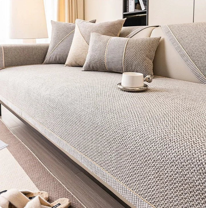 NATURWEFT – Manta de Sofá de Algodón y Lino para Protección de Muebles y Comodidad Diaria