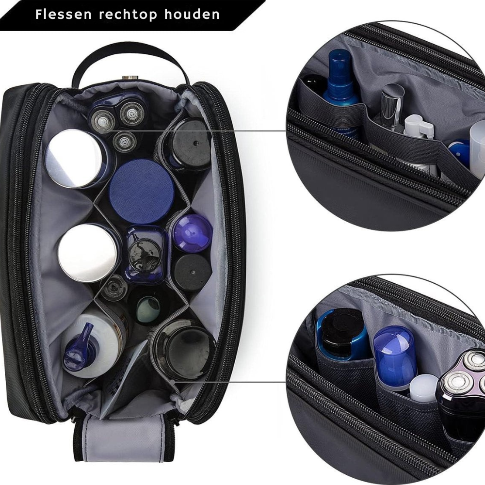 Neceser de Viaje para Hombres con Doble Cierre y Material Resistente al Agua - Negro