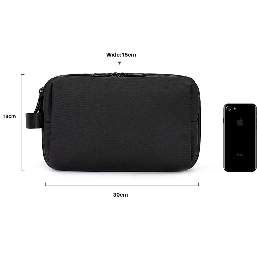 Neceser de Viaje para Hombres con Doble Cierre y Material Resistente al Agua - Negro