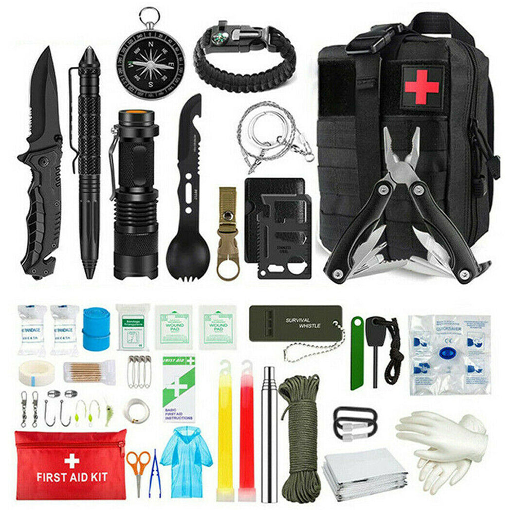 Kit de Supervivencia de 27 Piezas para Senderismo, Acampada y Situaciones de Emergencia
