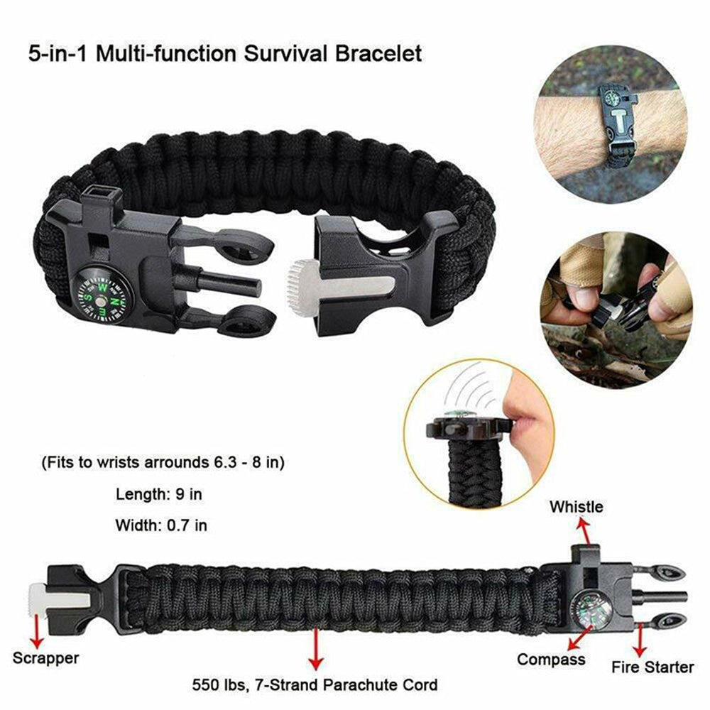 Kit de Supervivencia de 27 Piezas para Senderismo, Acampada y Situaciones de Emergencia