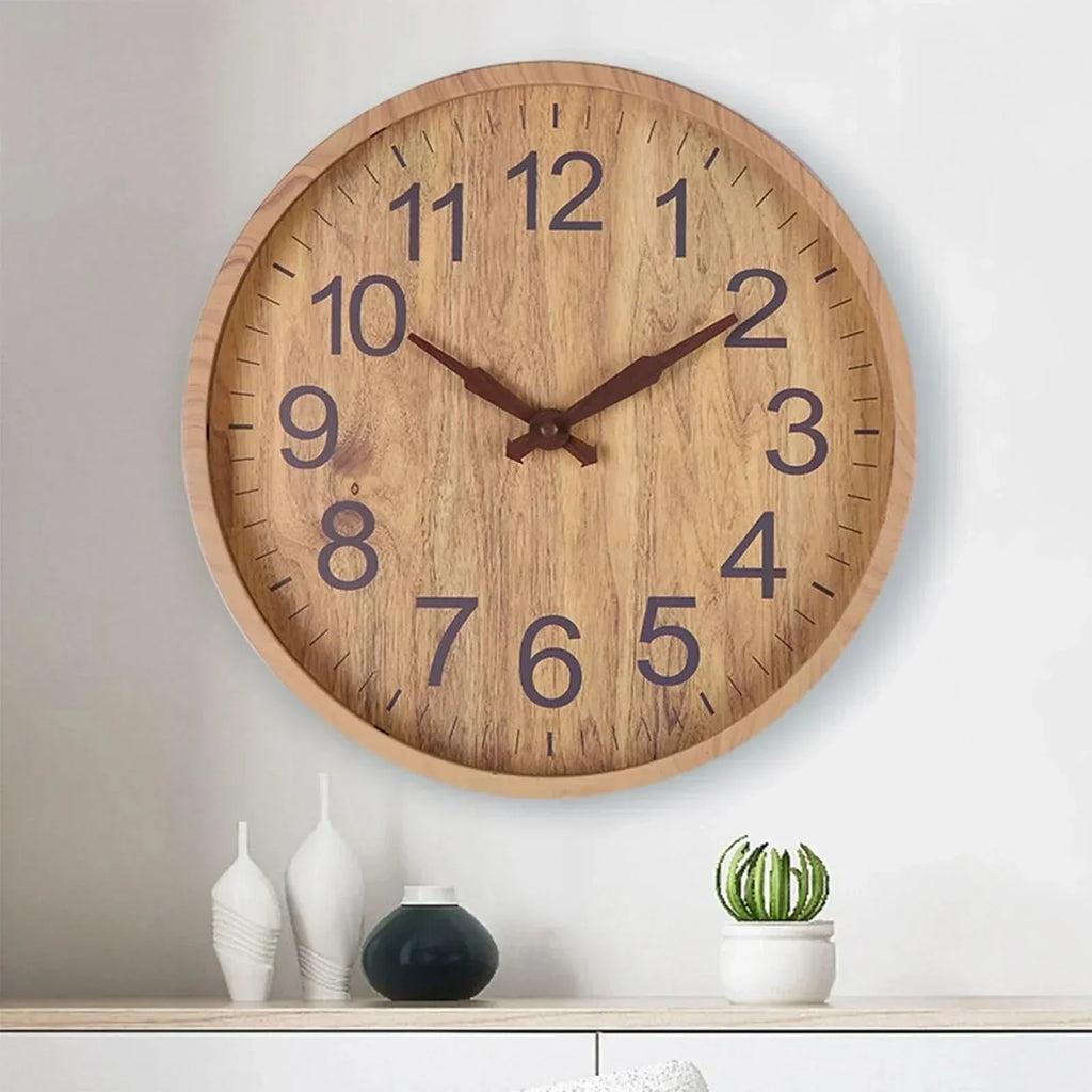 Reloj de Pared de Madera – Reloj de Madera Elegante con Diseño Natural para Espacios Habitables Tranquilos y Elegantes