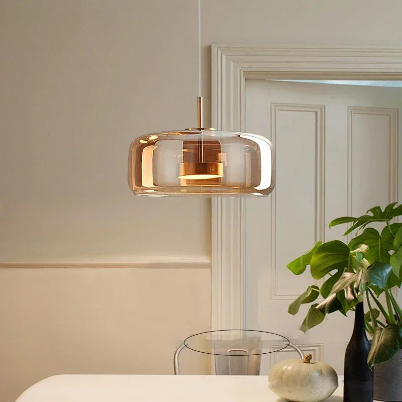 Lámpara Colgante de Vidrio Nórdica - Luces Colgantes Ajustables para Cocina