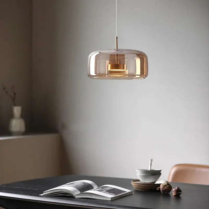 Lámpara Colgante de Vidrio Nórdica - Luces Colgantes Ajustables para Cocina