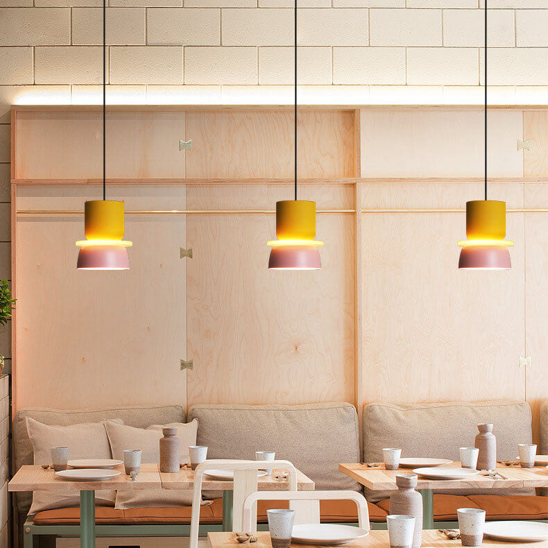 Lámpara colgante escandinava con iluminación LED – pantalla de metal colorida para iluminación colgante en la cocina