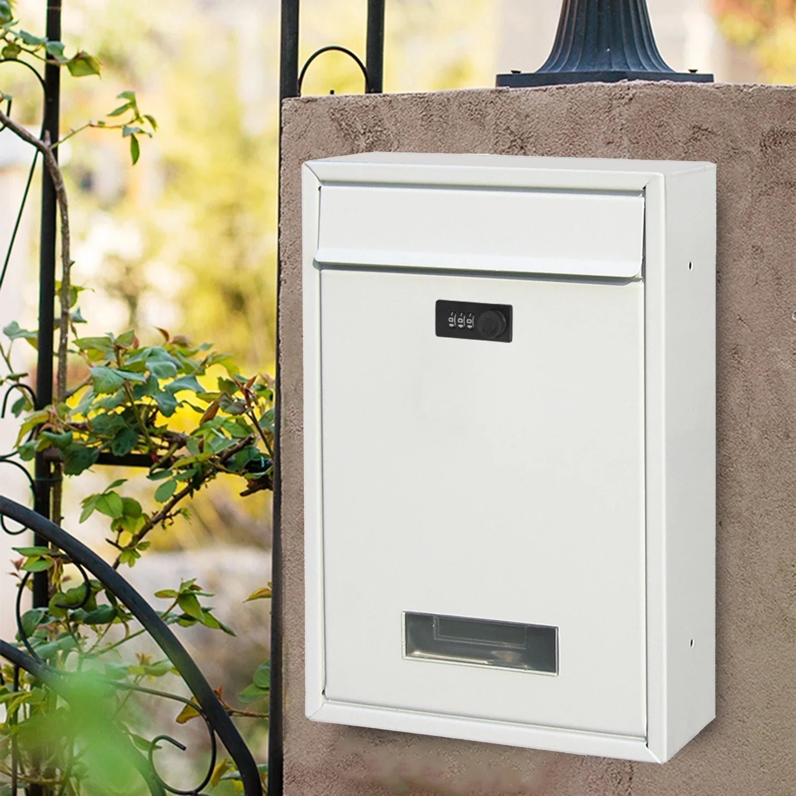 Buzón Moderno con Cerradura de Combinación – Buzón Negro para Correspondencia y Paquetes Pequeños