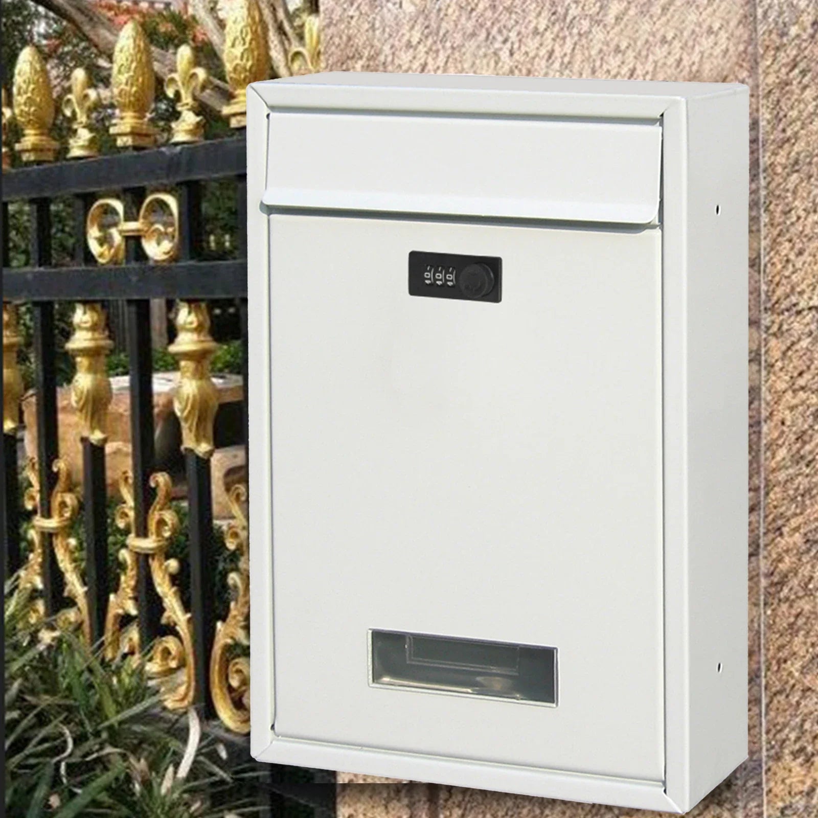 Buzón Moderno con Cerradura de Combinación – Buzón Negro para Correspondencia y Paquetes Pequeños