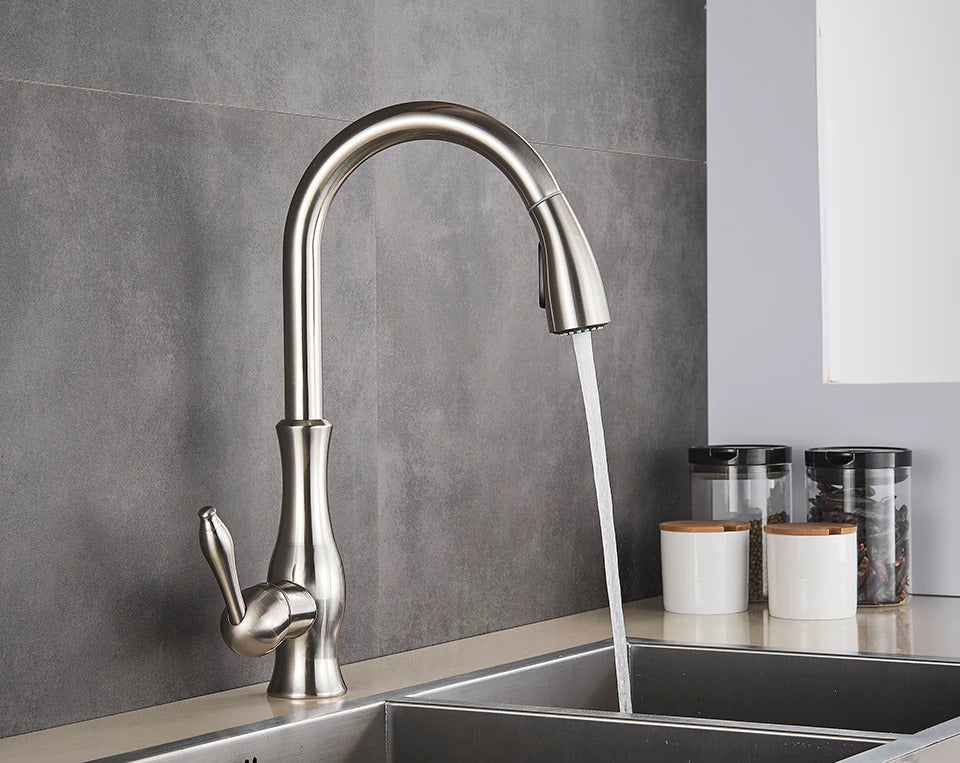 Grifo de cocina negro moderno – con caño extraíble y control de una sola manija – grifería elegante y funcional para cualquier cocina
