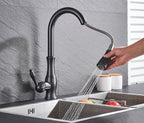 Grifo de cocina negro moderno – con caño extraíble y control de una sola manija – grifería elegante y funcional para cualquier cocina