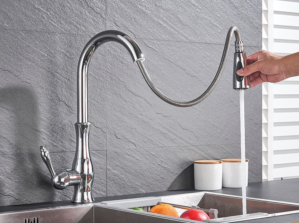Grifo de cocina negro moderno – con caño extraíble y control de una sola manija – grifería elegante y funcional para cualquier cocina