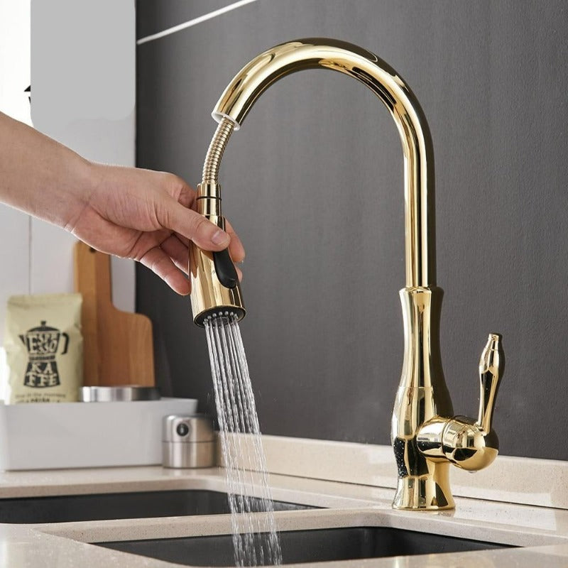 Grifo de cocina negro moderno – con caño extraíble y control de una sola manija – grifería elegante y funcional para cualquier cocina