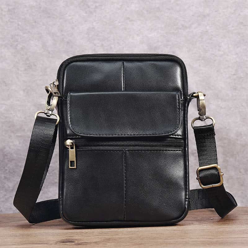 Pequeño Bolso de Hombro de Cuero para Hombres