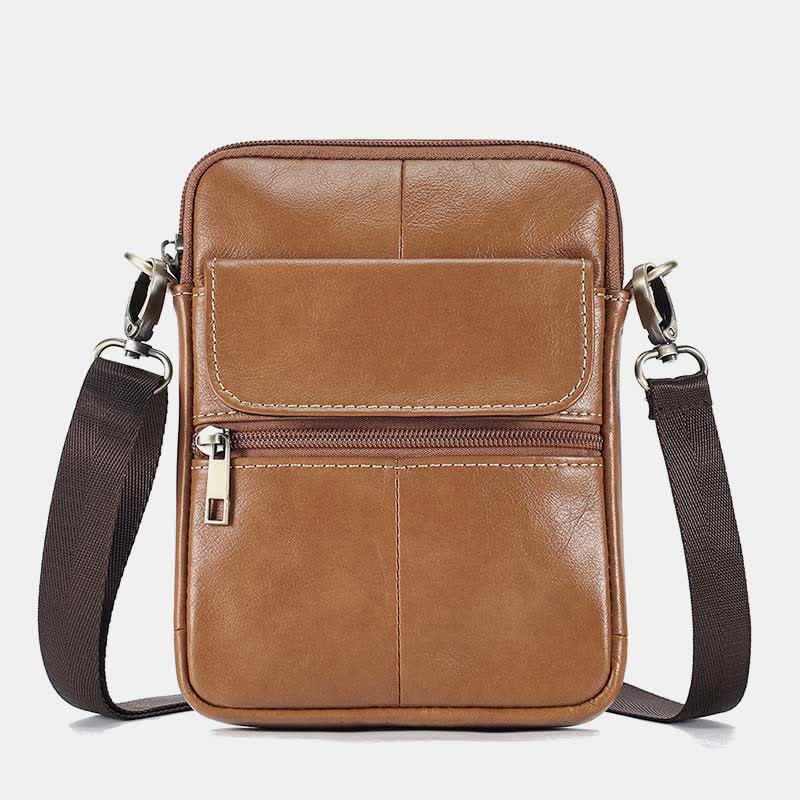 Pequeño Bolso de Hombro de Cuero para Hombres