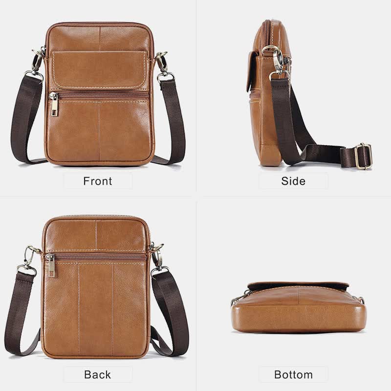 Pequeño Bolso de Hombro de Cuero para Hombres