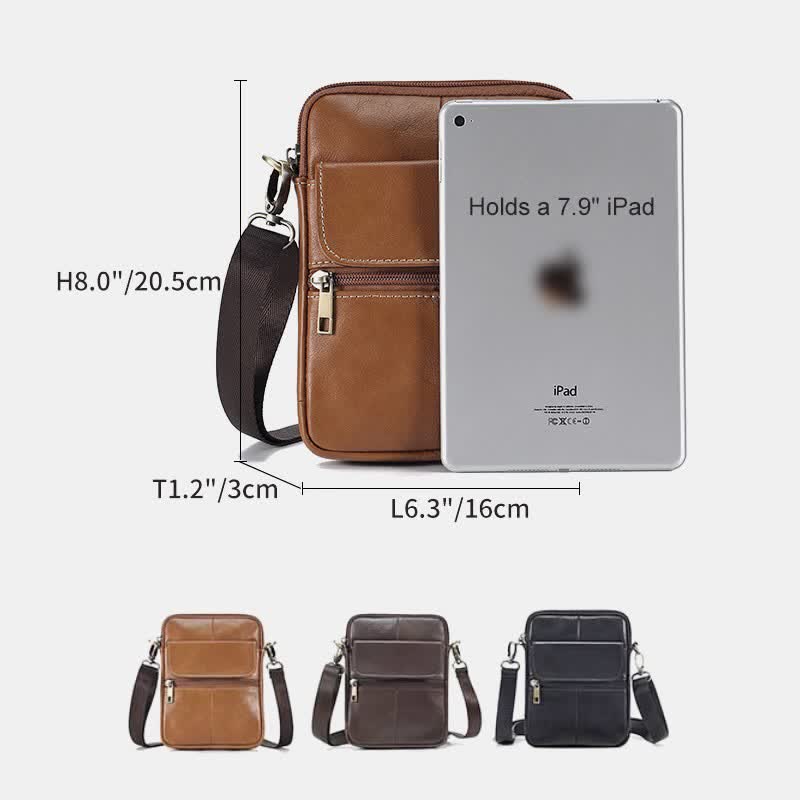 Pequeño Bolso de Hombro de Cuero para Hombres
