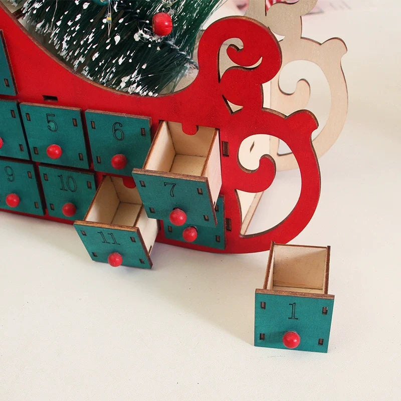 Calendario de Cuenta Regresiva de Navidad de Escritorio de Madera