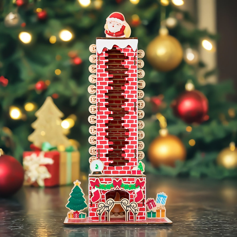 Soporte de Exhibición Desmontable de Cuenta Regresiva de Santa Claus de Madera