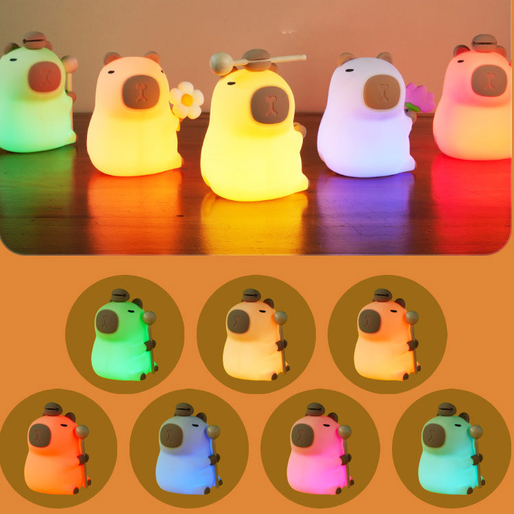 CapyGlow - Linda lámpara de noche LED con suave brillo cálido y encantador diseño de Capibara