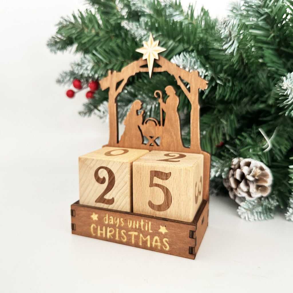 Calendario de Adviento Navideño de Madera DIY Creativo