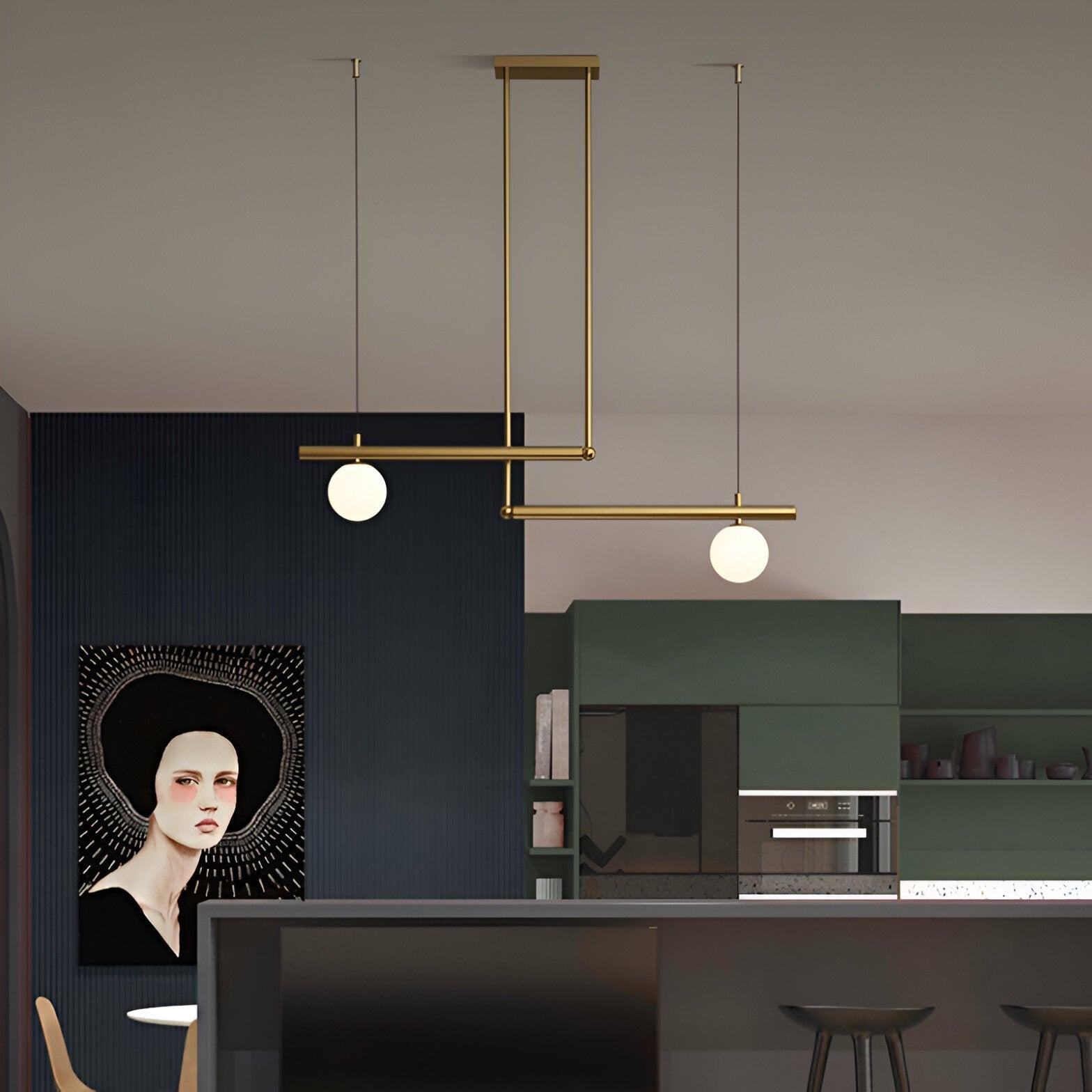 Lana | Lámpara colgante lineal nórdica para mesa de comedor