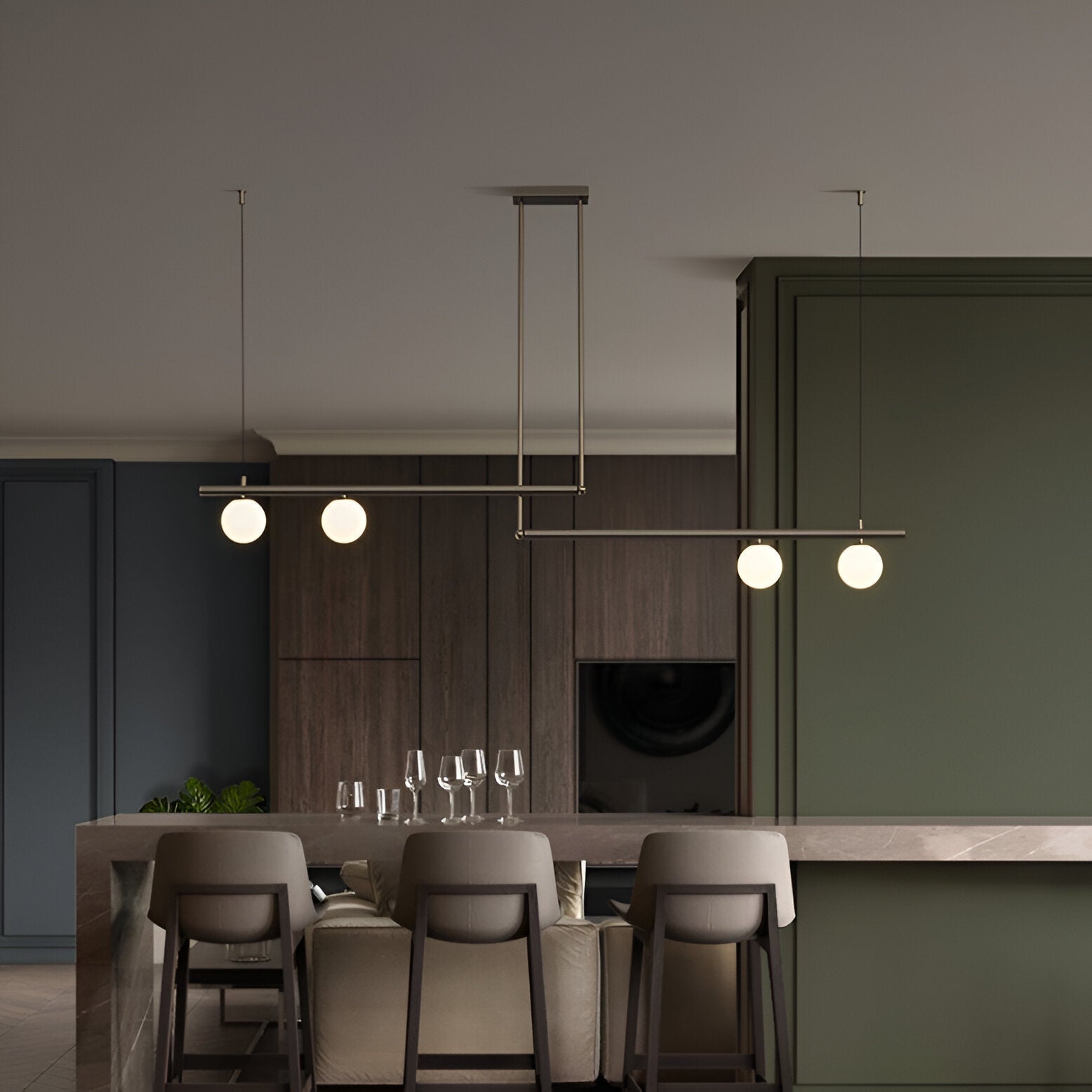 Lana | Lámpara colgante lineal nórdica para mesa de comedor