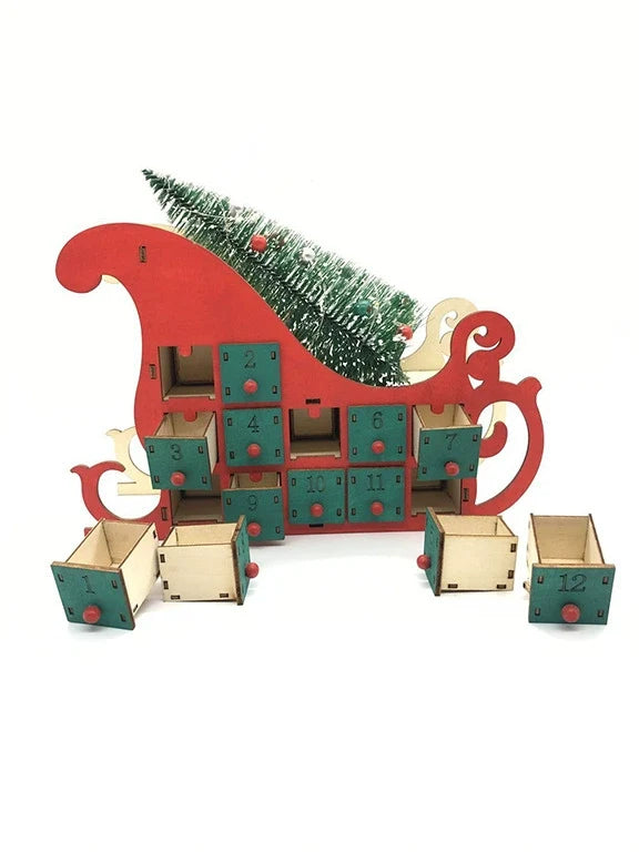 Calendario de Cuenta Regresiva de Navidad de Escritorio de Madera