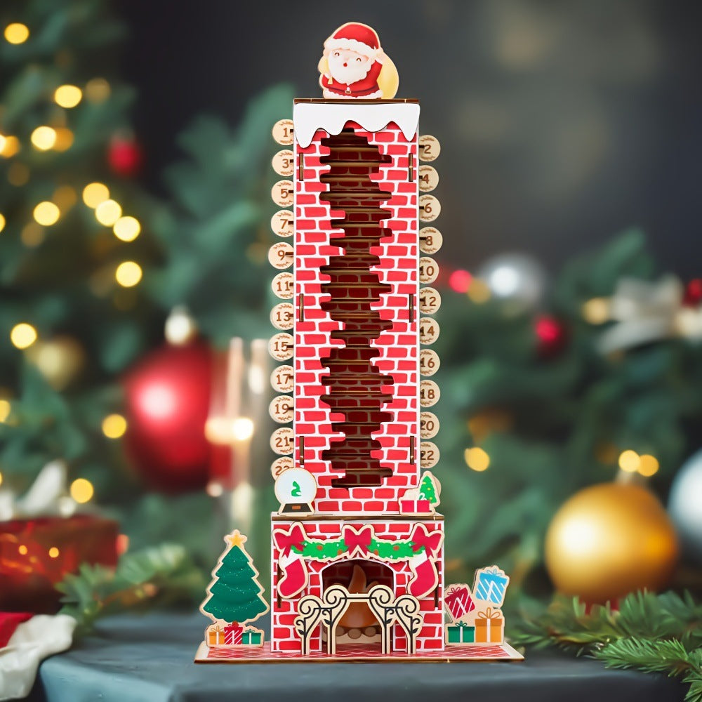 Soporte de Exhibición Desmontable de Cuenta Regresiva de Santa Claus de Madera
