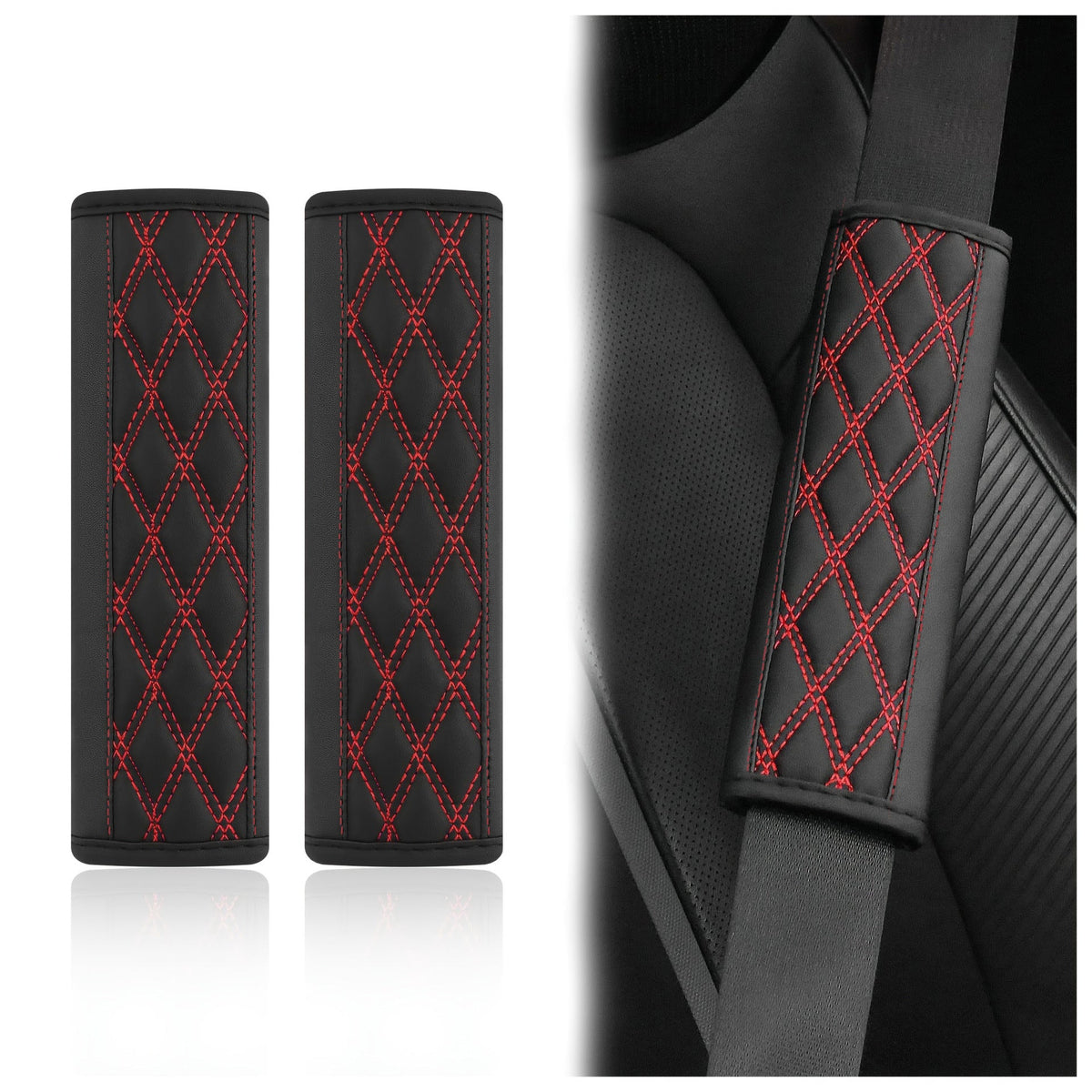 Almohadillas de Hombro para Cinturón de Seguridad de Cuero PU Acolchado Bowlift