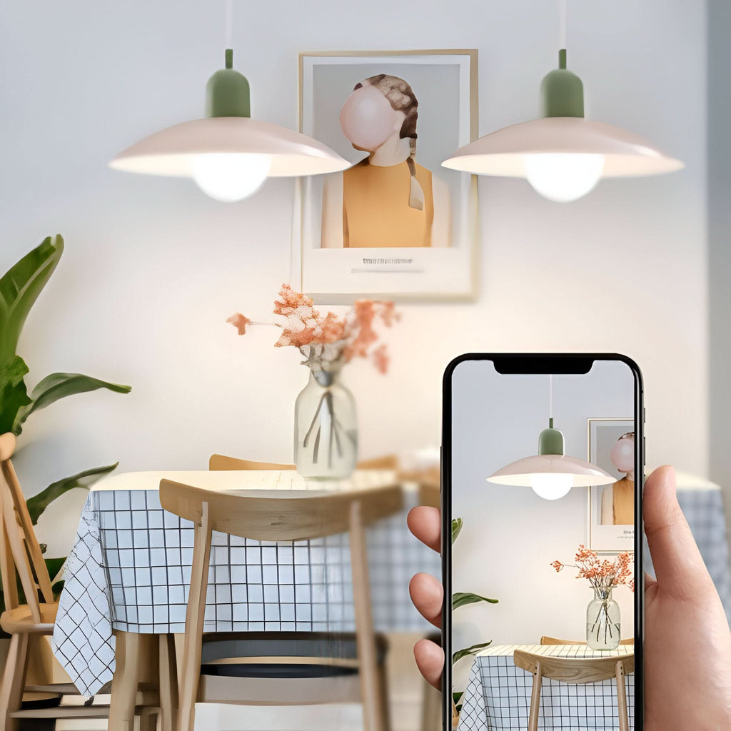 BowLift | Lámpara Colgante Macaron Bauhaus Moderna – Pantalla de Hierro