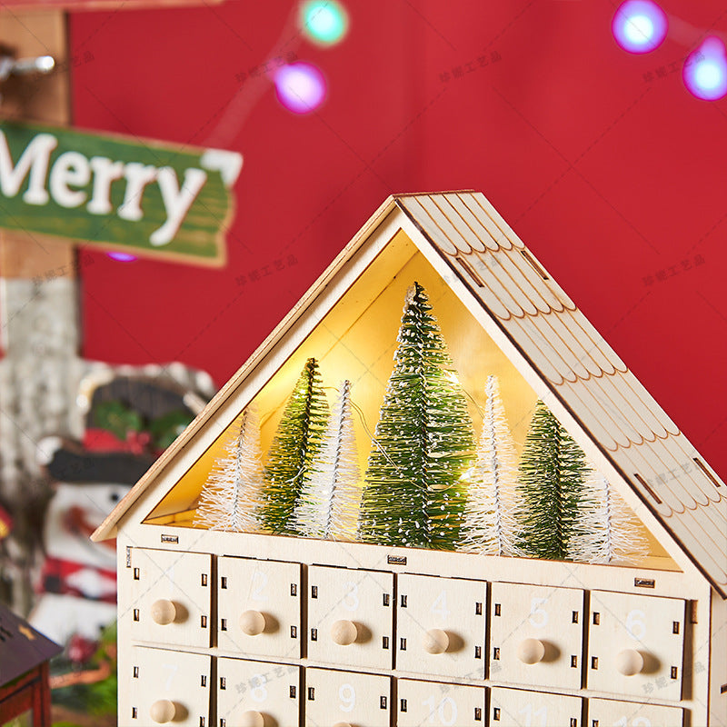 Calendario de Adviento de Navidad de Madera con Luz LED