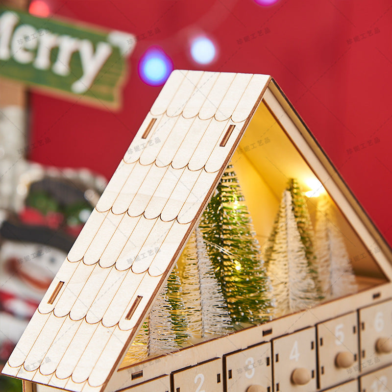Calendario de Adviento de Navidad de Madera con Luz LED