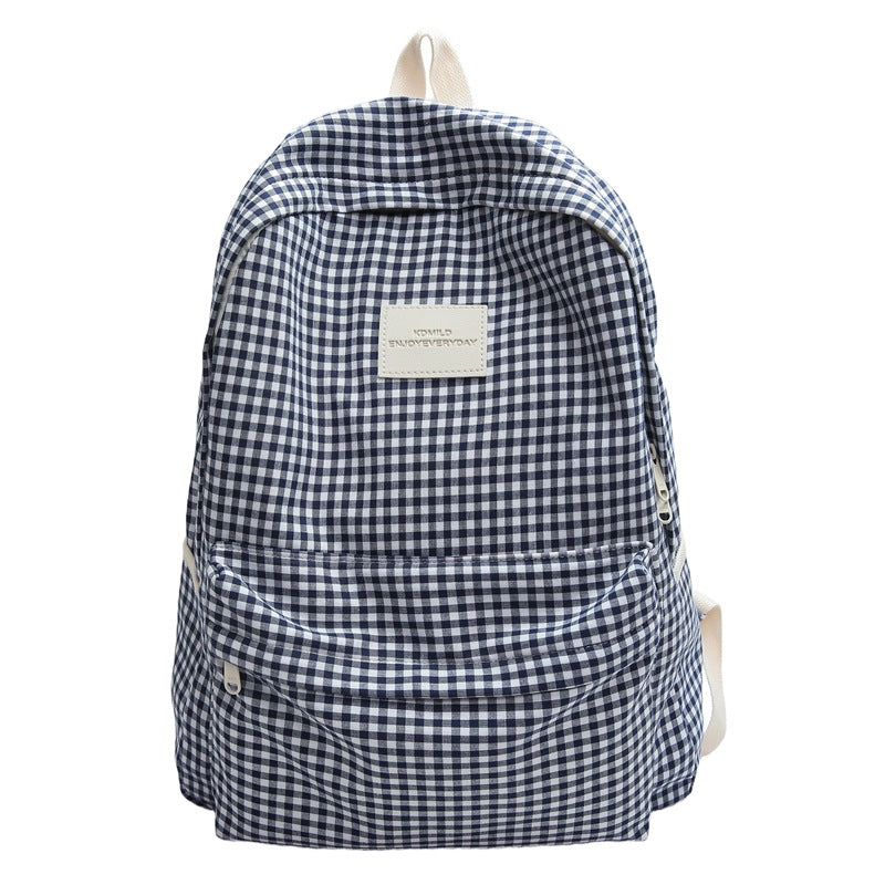 Mochila Escolar Casual de Diseño Cuadriculado