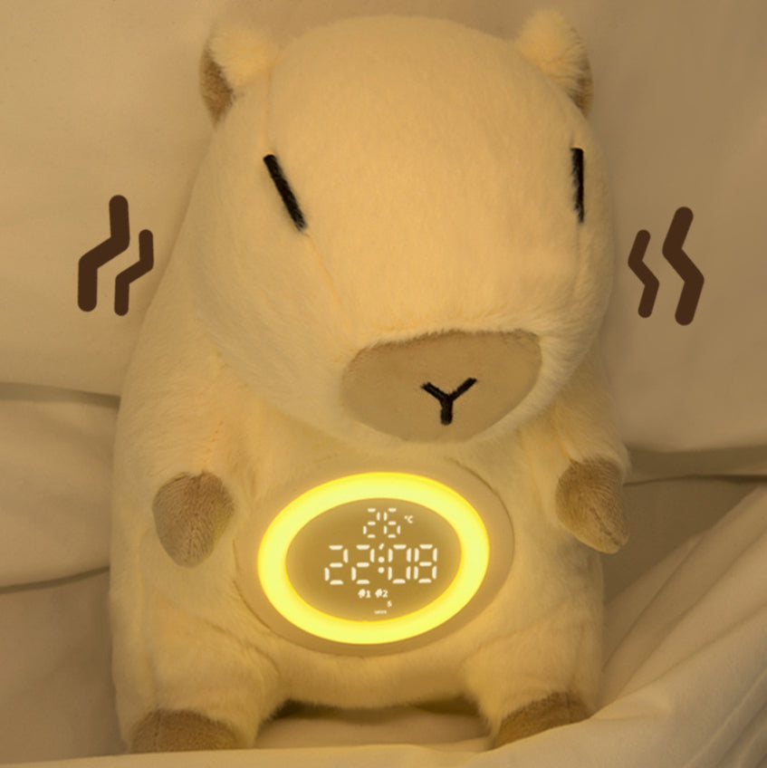 CapyGlow - Reloj despertador de peluche capibara con luz para niños
