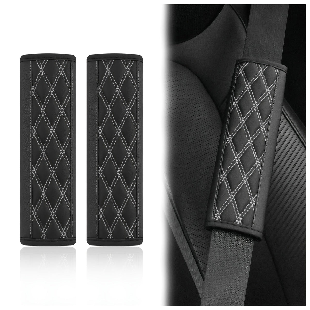 Almohadillas de Hombro para Cinturón de Seguridad de Cuero PU Acolchado Bowlift