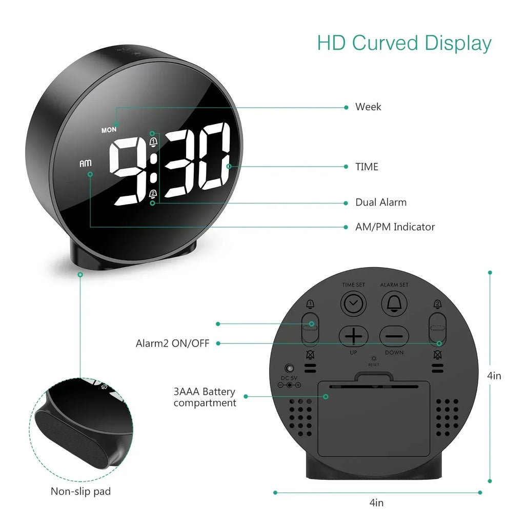 Reloj Digital de Mesa con Fuente de Luz