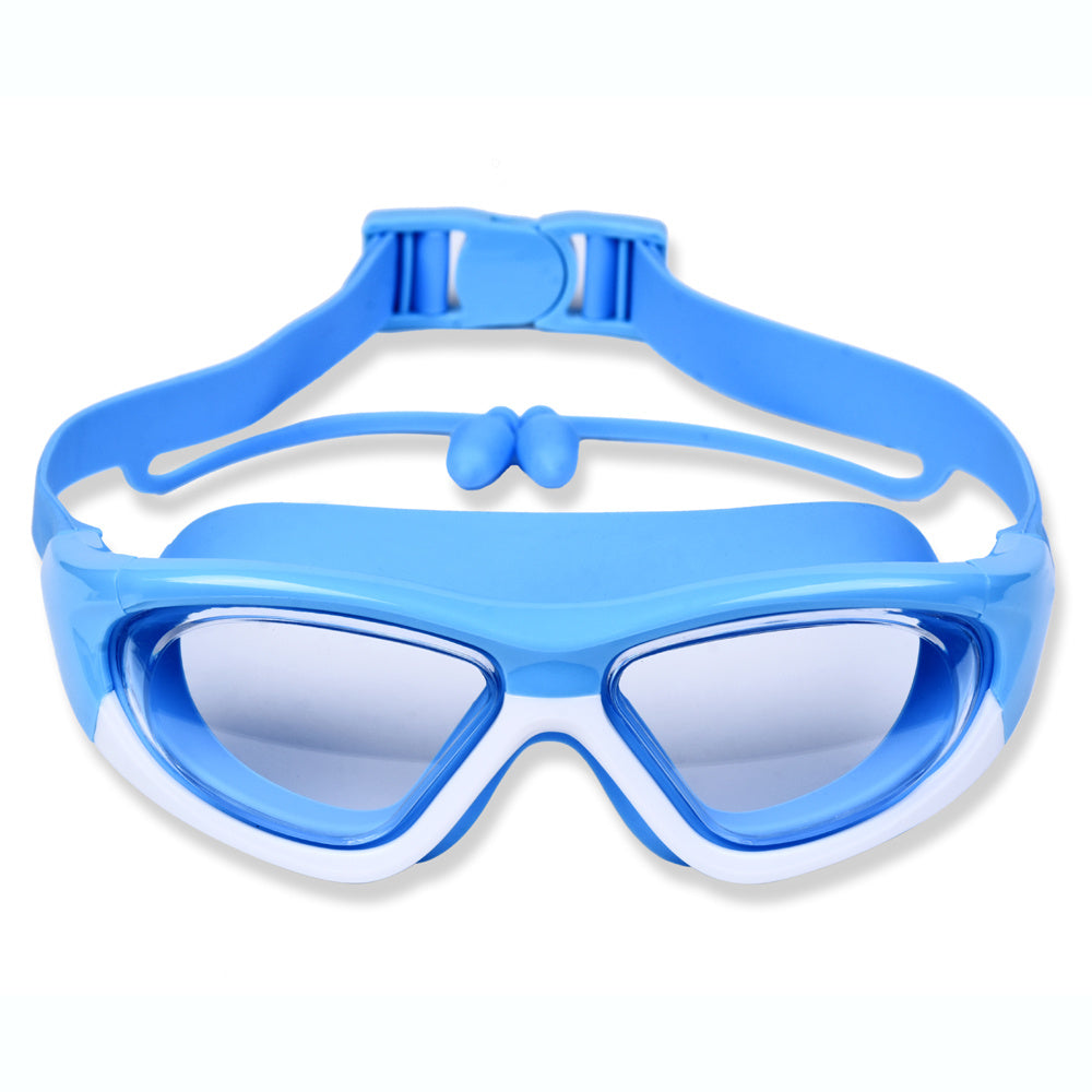 Gafas de natación para niños con recubrimiento antiempañante, correa ajustable y gran marco – cómoda construcción de silicona
