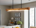 Lámpara Colgante de Madera con Iluminación LED Regulable para Mesa de Comedor con Diseño Natural Cálido