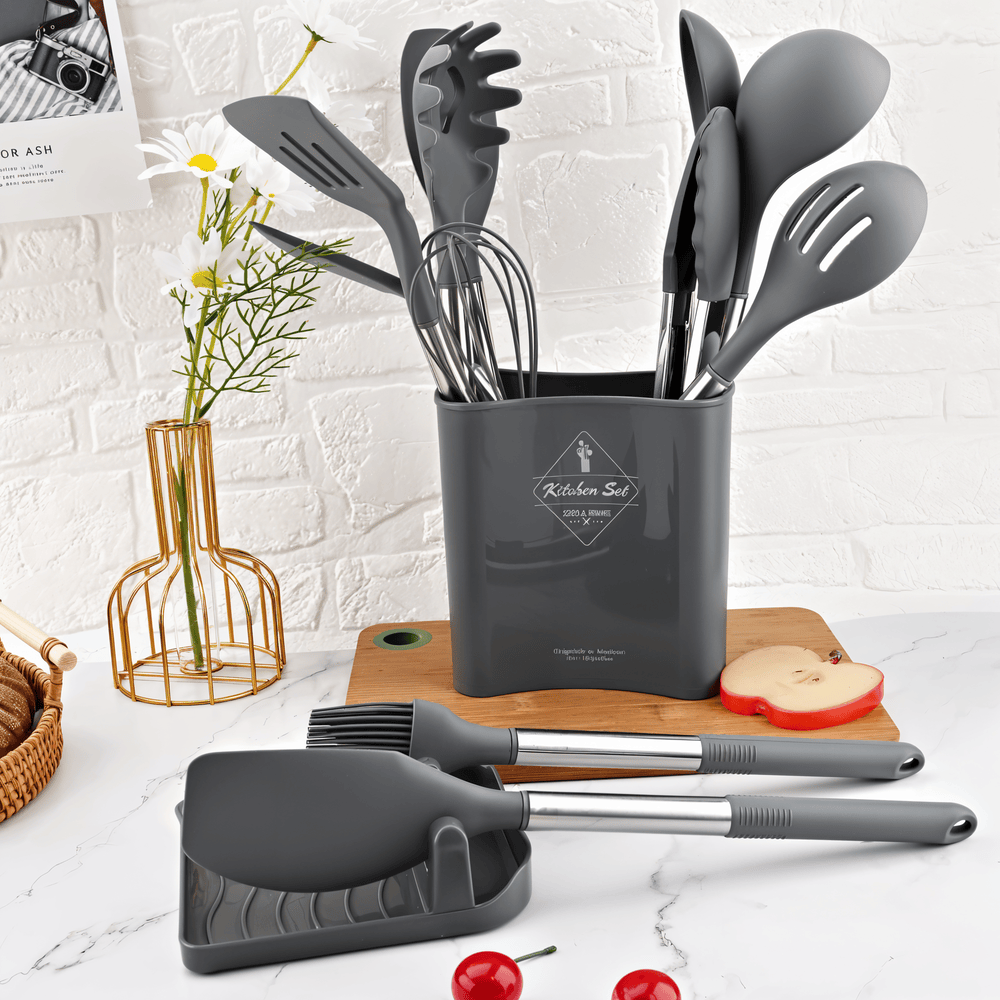 KitchenPro Utensilios de Silicona para Cocina – Set completo de 12 piezas