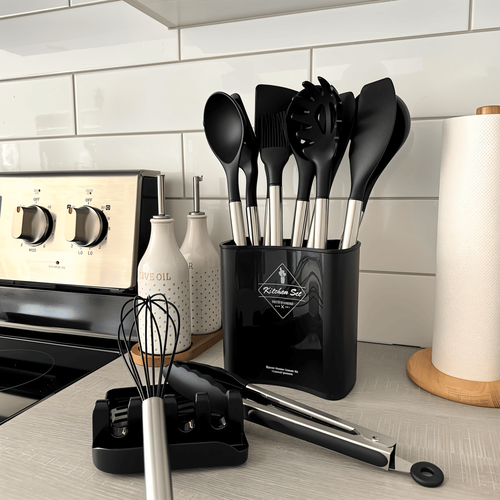 KitchenPro Utensilios de Silicona para Cocina – Set completo de 12 piezas
