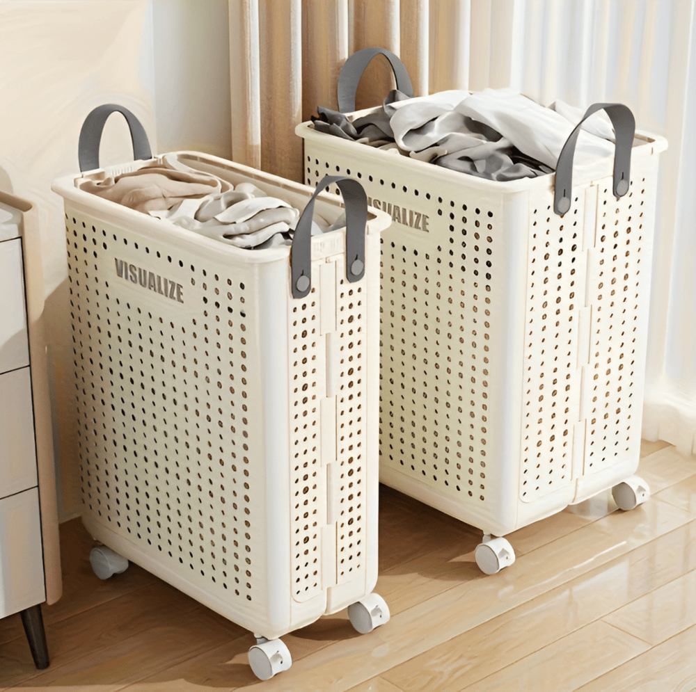 Kalsten | Cesta de Ropa Plegable RollEase – Con Ruedas, Compacta y Duradera para un Transporte Fácil