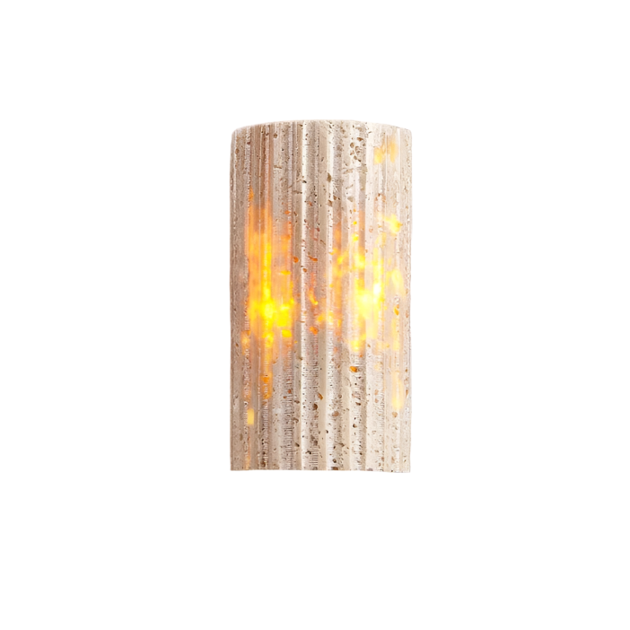 Lámpara de Pared Exterior Elegante Travara | Luz LED de Travertino Amarillo Arriba y Abajo para Patios y Jardines